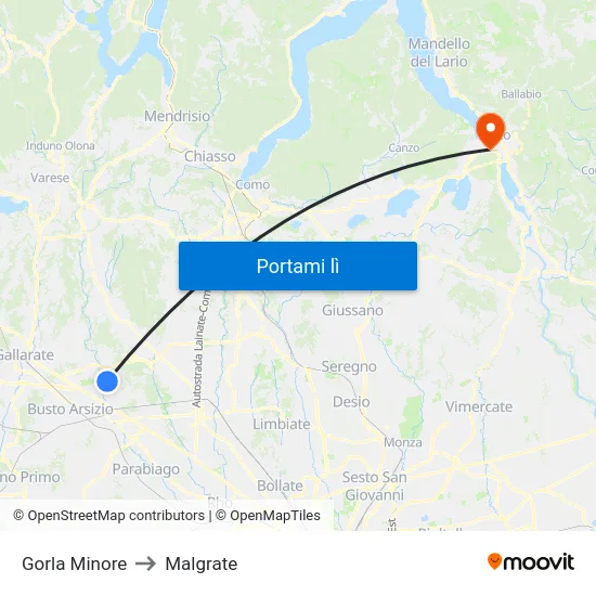 Gorla Minore to Malgrate map