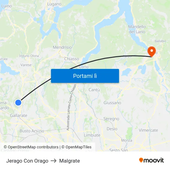 Jerago Con Orago to Malgrate map