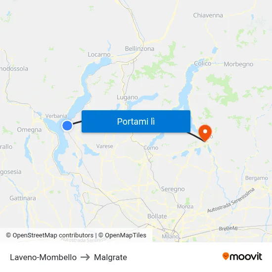 Laveno-Mombello to Malgrate map