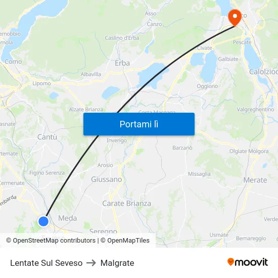 Lentate Sul Seveso to Malgrate map