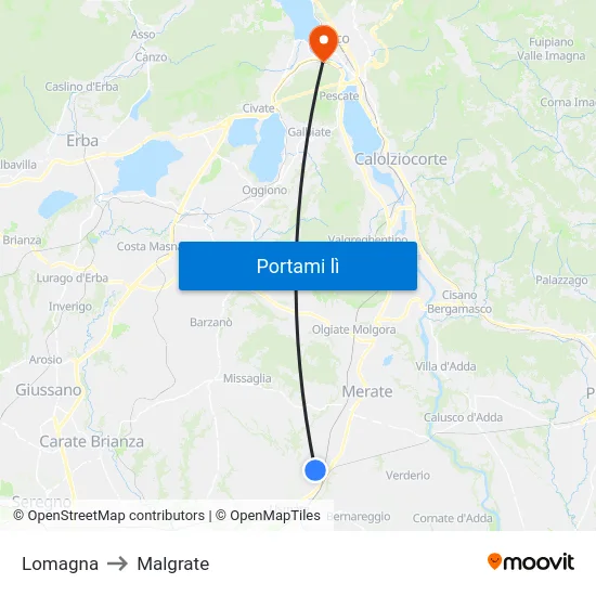 Lomagna to Malgrate map