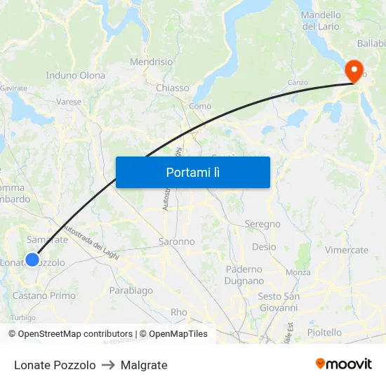Lonate Pozzolo to Malgrate map