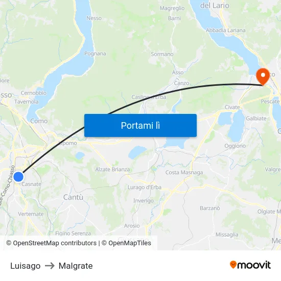 Luisago to Malgrate map