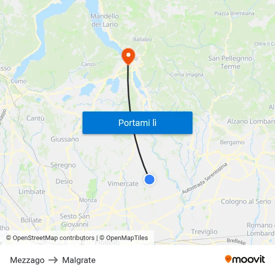 Mezzago to Malgrate map