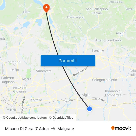 Misano Di Gera D' Adda to Malgrate map
