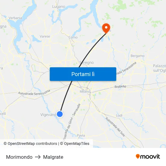 Morimondo to Malgrate map