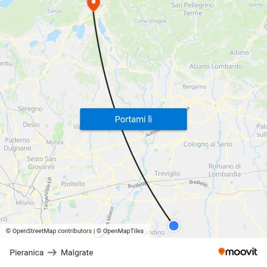 Pieranica to Malgrate map