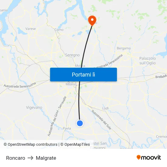 Roncaro to Malgrate map