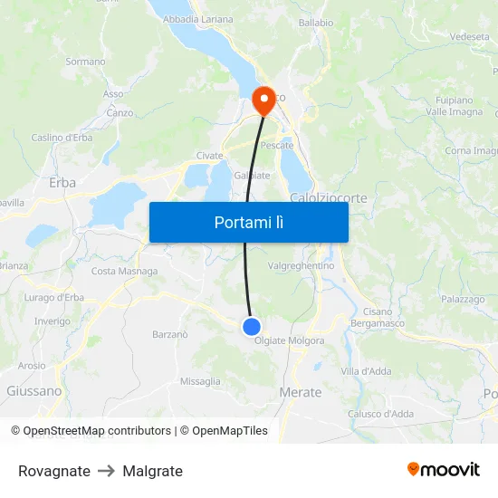 Rovagnate to Malgrate map