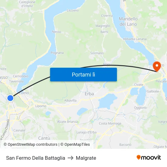 San Fermo Della Battaglia to Malgrate map