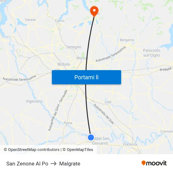 San Zenone Al Po to Malgrate map