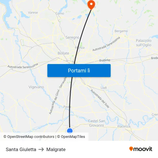 Santa Giuletta to Malgrate map