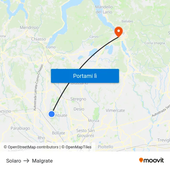 Solaro to Malgrate map