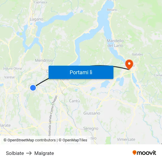 Solbiate to Malgrate map