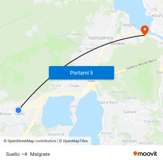 Suello to Malgrate map