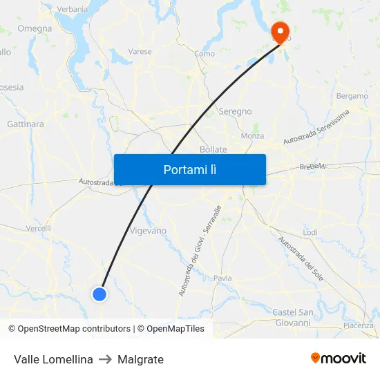 Valle Lomellina to Malgrate map