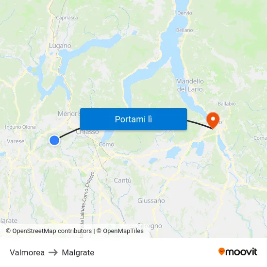 Valmorea to Malgrate map