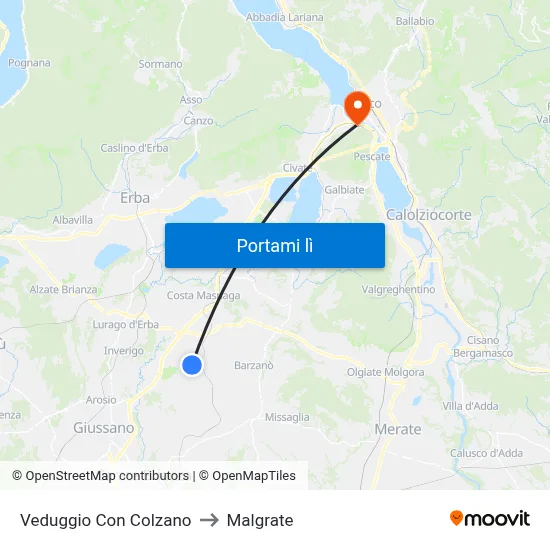 Veduggio Con Colzano to Malgrate map