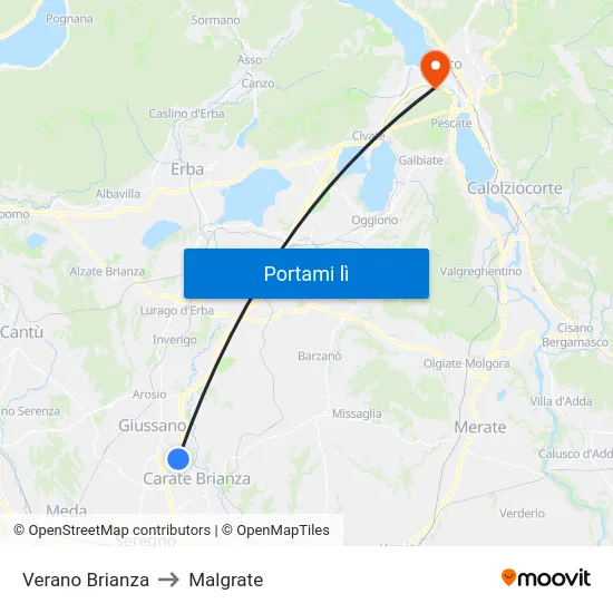 Verano Brianza to Malgrate map