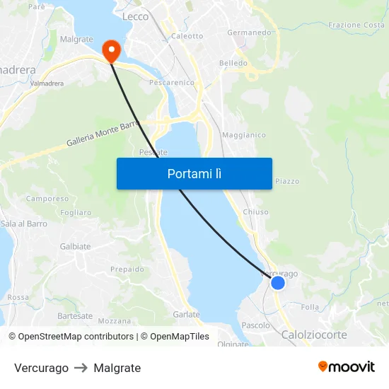 Vercurago to Malgrate map