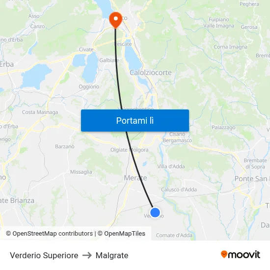 Verderio Superiore to Malgrate map