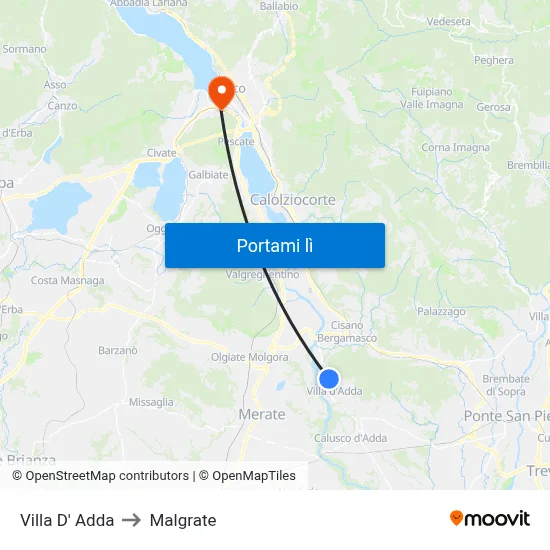 Villa D' Adda to Malgrate map