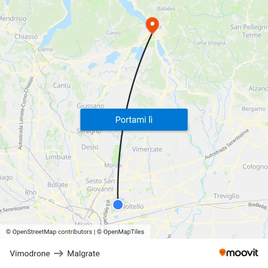 Vimodrone to Malgrate map