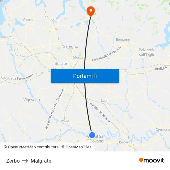 Zerbo to Malgrate map