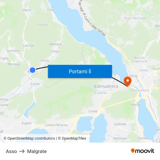 Asso to Malgrate map