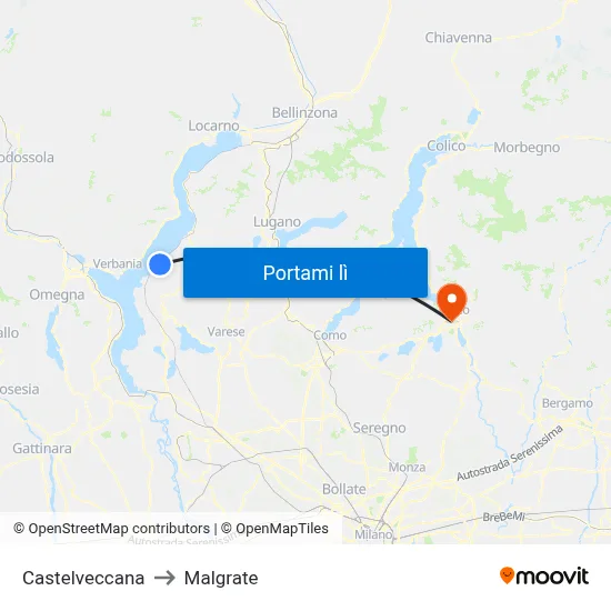 Castelveccana to Malgrate map