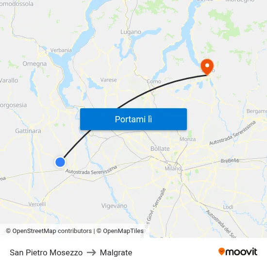 San Pietro Mosezzo to Malgrate map
