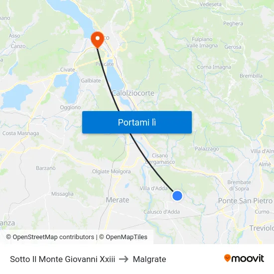 Sotto Il Monte Giovanni Xxiii to Malgrate map