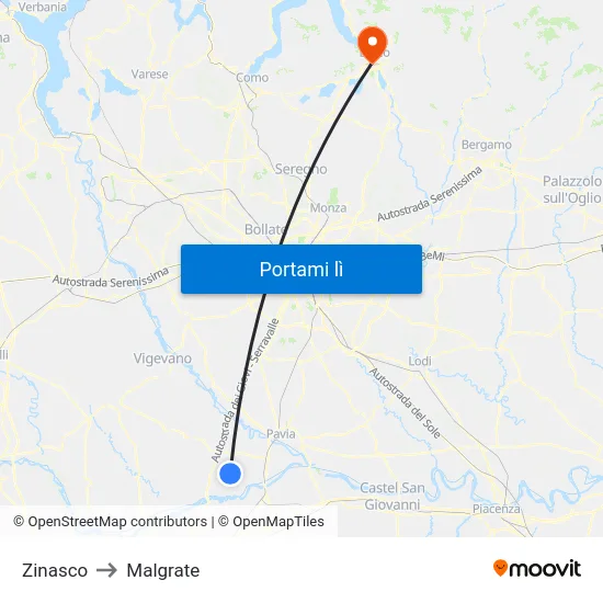 Zinasco to Malgrate map