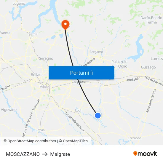 MOSCAZZANO to Malgrate map