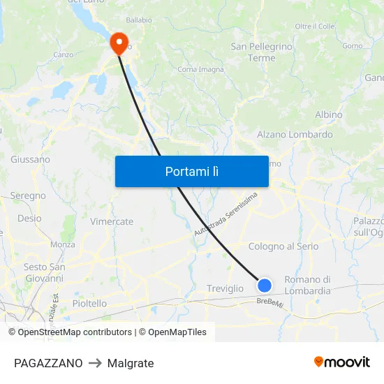 PAGAZZANO to Malgrate map