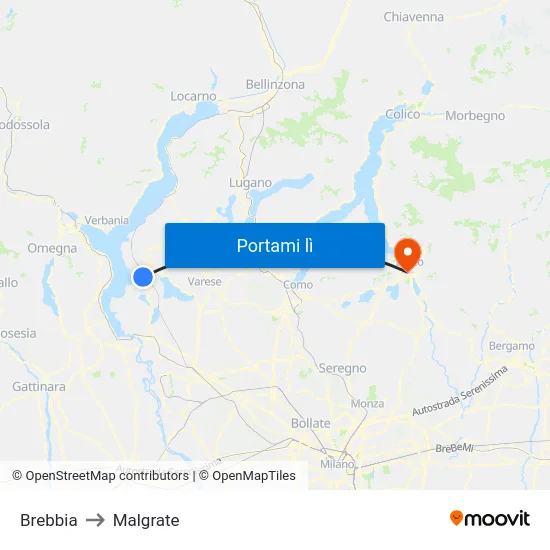 Brebbia to Malgrate map