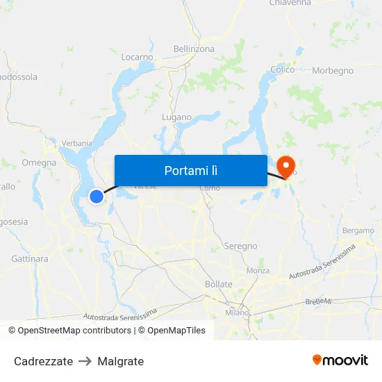 Cadrezzate to Malgrate map