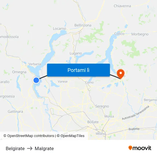 Belgirate to Malgrate map