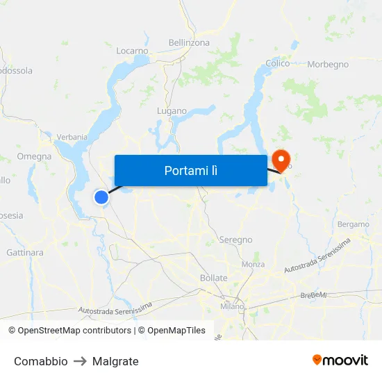 Comabbio to Malgrate map