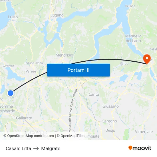 Casale Litta to Malgrate map