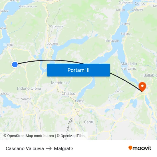 Cassano Valcuvia to Malgrate map
