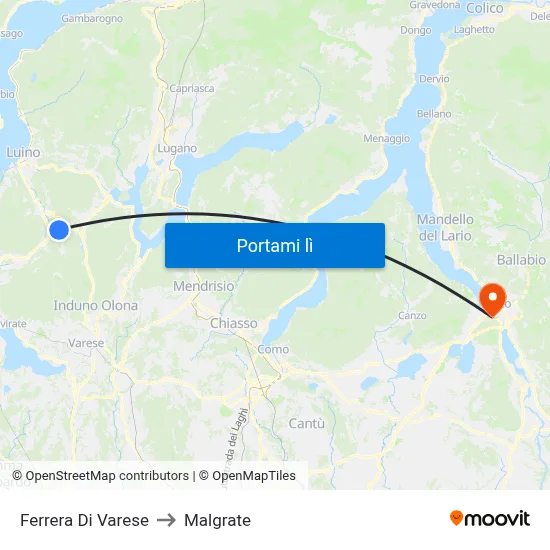 Ferrera Di Varese to Malgrate map