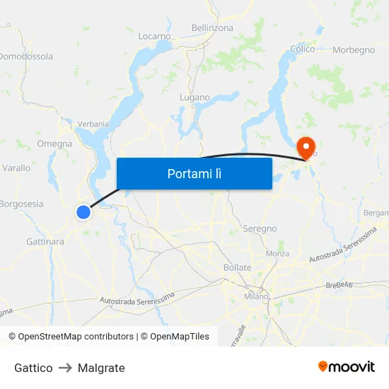 Gattico to Malgrate map