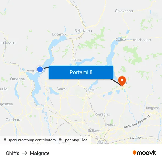Ghiffa to Malgrate map