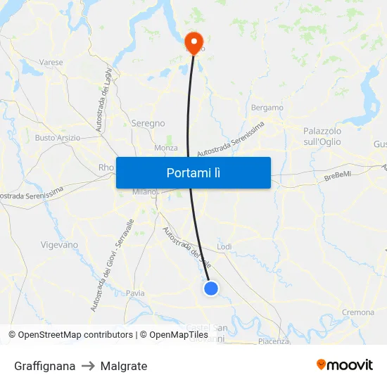 Graffignana to Malgrate map