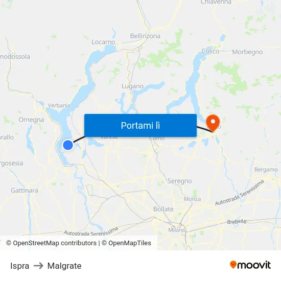 Ispra to Malgrate map