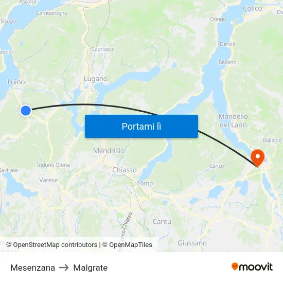 Mesenzana to Malgrate map