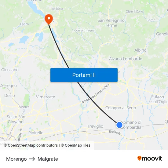 Morengo to Malgrate map