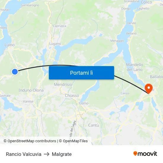 Rancio Valcuvia to Malgrate map