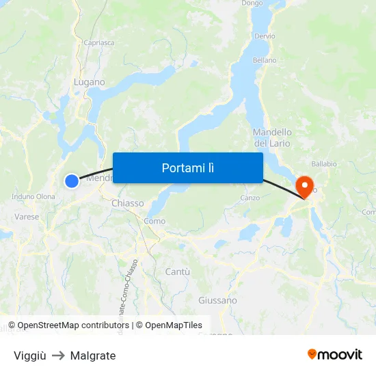 Viggiù to Malgrate map